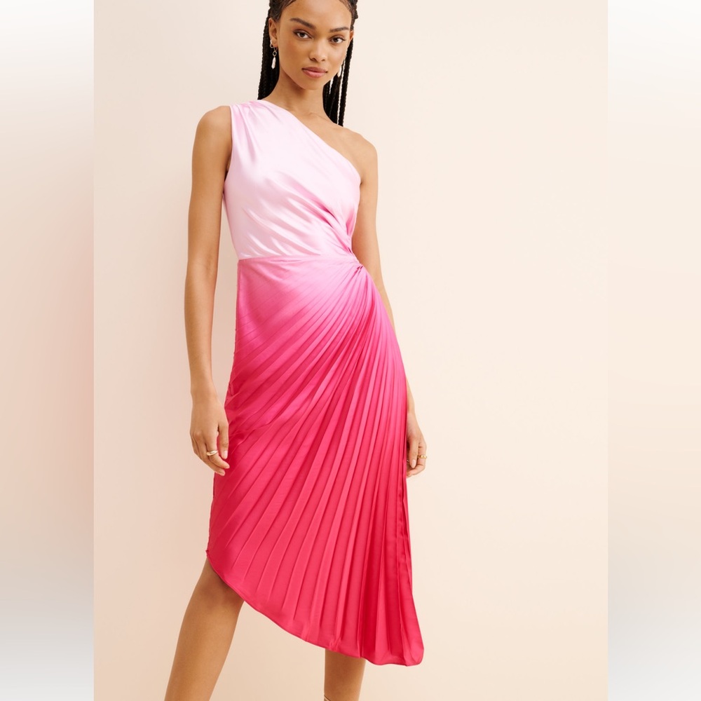 Adelyn Rae One-Shoulder Pink Gradient Dress